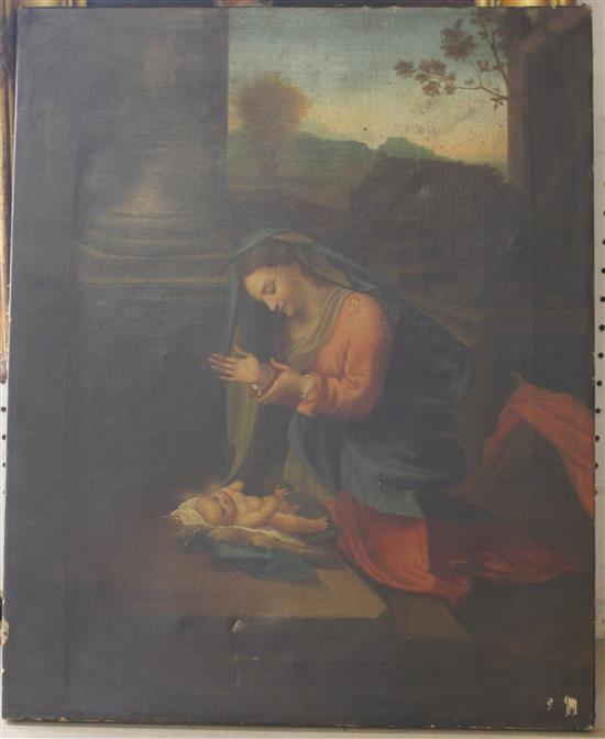 After Correggio oil, unframed